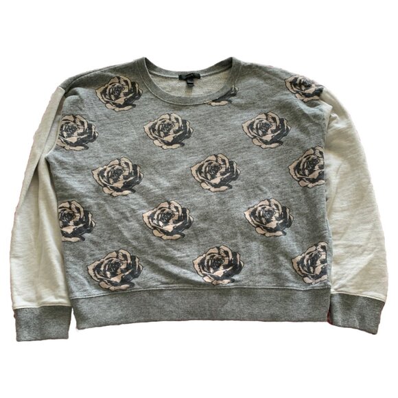 J.CREW Womens' Grey Rose Floral Pop Art Graphic Pullover Sweatshirt Sz XL - Picture 5 of 6